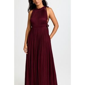 NWT Ulla Johnson Augustine Pleated Maxi Dress in Wine Sz 12 $690